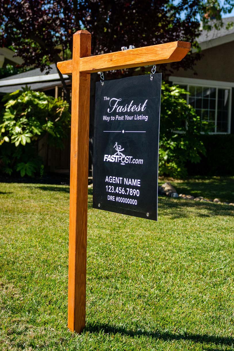 standard wood stained signpost.